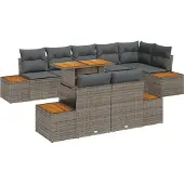 vidaXL Gartensofa-set 9 Stk. Grau und Braun