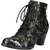 LAURA VITA Damen Stiefelette Leder Blumenmuster und Reißverschluss Alcizeeo 12, Größe:38 EU, Farbe:Braun
