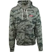 Diesel Herren Hoodie, Tarnmuster, Reißverschluss, Baumwolle, Elasthan, Militärgrün