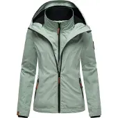 MARIKOO Damen Übergangsjacke Erdbeere mit Doppelkragen & Fleece-Innenfutter