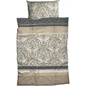 TRAUMSCHLAF Biber Bettwäsche Verena beige anthrazit 155x220 cm + 80x80 cm