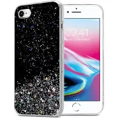 Cadorabo Hülle für Apple iPhone 7 / 7S / 8 / SE 2020 Glitter in Schwarz mit Glitter | Gr.: onesize