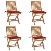 vidaXL Klappbare Gartenstühle mit Kissen 4 Stk. Massivholz Teak , Gartenstühle Design 2024