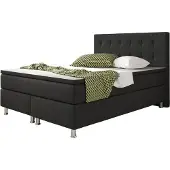 Inter Handels Boxspringbett Köln 140x200 | Boxspringbett mit Webstoff Schwarz