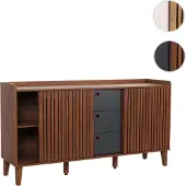 Mendler Sideboard HWC-M48, Kommode, Schiebetür Staufach, MDF 81x150x40cm Walnuss-Optik, Schubladen dunkelgrau