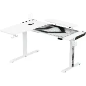 Ultradesk Winger, Ecke, Rechteckige Form, Gaming, Weiß, Weiß, Weiß