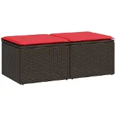 vidaXL 2-tlg. Garten-Sofagarnitur mit Kissen Braun Poly Rattan Akazie