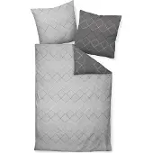 Janine Mako-Satin Bettwäsche J.D. 87053 anthrazit platin 155x200 cm + 80x80 cm