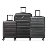 Delsey PARIS Air Armour 4DR erweiterbares Trolley-Set – 3-teilig (55 / 68 / 77 cm) – Schwarz