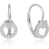 Beneto Gentle silver earrings with heart AGUC2701 (L)