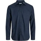 Jack & Jones Hemd Classic Melange 12278416 Dunkelblau Regular Fit