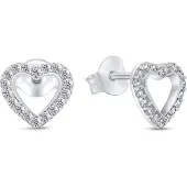 Brilio Silver - Charming silver earrings Hearts with zircons EA355W