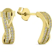 Brilio Silver Beautiful gold-plated earrings with zircons EA589Y