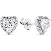 Brilio Silver Romantic silver earrings with zircons Hearts EA574W