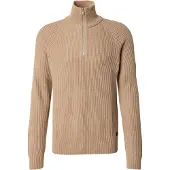 Jack & Jones Troyer "JJPANNEL KNIT HALF ZIP AW25", Herren, Gr. S, crockery, Strick, Obermaterial: 58% Polyacryl, 42% Baumwolle, unifarben, relaxed fit normal, Pullover Troyer