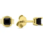 Brilio Silver Modern gold-plated stud earrings with zircons EA617YBC