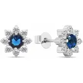 Brilio Silver Decent silver earrings with cubic zirconia Flowers EA577WB