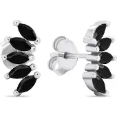 Brilio Silver Unmissable silver earrings with black zircons EA596WBC