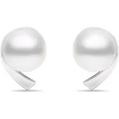 Brilio Silver - Minimalist silver earrings with genuine pearls EA595W