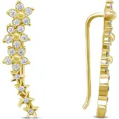 Brilio Silver Playful longitudinal gold-plated earrings with zircons EA81Y