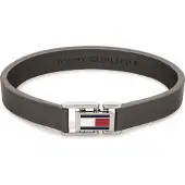 Tommy Hilfiger Šedý kožený náramek s ocelovým zapínáním 2790428