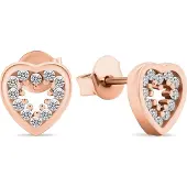 Brilio Silver Charming bronze earrings with zircons Hearts EA573R