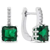 Brilio Silver - Original silver earrings with green zircons EA670WG