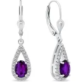 Brilio Silver - Impressive silver earrings with purple zircons EA310WAM