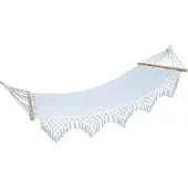SVITA Luxushängematte Mit Schmucksaum Boho Holzrahmen Macramé Baumwolle Beige