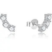 Beneto Silver longitudinal earrings with clear crystals AGUP2703 (L)