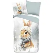 TRAUMSCHLAF Flanell Bettwäsche Hase 135x200 cm + 80x80 cm