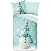 TRAUMSCHLAF Flanell Bettwäsche Schneemann 135x200 cm + 80x80 cm