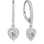 Beneto Romantic heart silver earrings AGUC2584L (L)