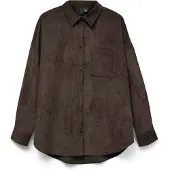 Vero Moda Hemdbluse "VMSANNE COURDEROY LS SHIRT WVN GA NOOS", Damen, Gr. M, braun (chocolate torte), Cord, Obermaterial: 90% Polyester, 8% Nylon, 2% Elasthan, unifarben, Po-bedeckend, Blusen Hemdbluse