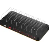 Avizar , Ladestation 15 USB Ports mit Lüfter & Gerätehalter, Schwarz