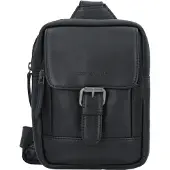 Green Burry GREENBURRY Leder Umhängetasche Sling Bag Fiorentina Crossover Bag Black schwarz