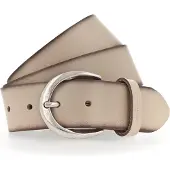Tamaris Ledergürtel "Charlotte Silver", Damen, Gr. 75, beige, Leder, unifarben, Gürtel Ledergürtel, mit halbrunder Dornschließe in poliertem Silber, 4 cm breit