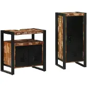 vidaXL Badezimmermöbel-Set mit Regal 2 pcs Massives upgecyceltes Holz