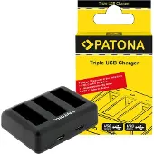 PATONA Triple Ladegerät für DJI Osmo Action 3/4/5 inkl. USB-C