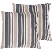 Beliani Gartenkissen im 2er Set Dunkelblau/Beige Polyester Quadtratisch 40 x 40 cm gestreift Garten Terrasse Balkon