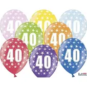 Party Deco Balloons 30cm, 40th Birthday, Metallic Mix (1 pkt / 6 pc.)