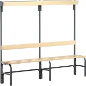 Sypro Umkleidebank, Stahlrohr/Holz, einfach, mit Garderobenteil, 1500 mm breit, anthrazit