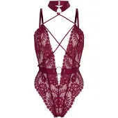 Hunkemoller Private Body offenem Schritt Brandy Rot