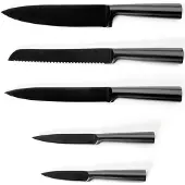 QDESIGN 190-064 5teiliges Messerset aus hochwertigem Edelstahl schwarz