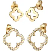 Elli Ohrringe 925 Sterling Silber Kleeblatt in Gold | Gr.: onesize