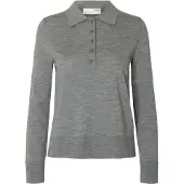 Selected Damen Tops & T-Shirts Slfthea Ls Knit Merino Collar Neck - Grijs - Größe XL