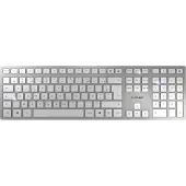 Cherry DW 9100 SLIM, Kabellos, RF Wireless + Bluetooth, AZERTY, Silber, Maus enthalten