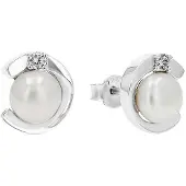 Amor Ohrstecker für Damen, 925 Sterling Silber, Perle amor Silber