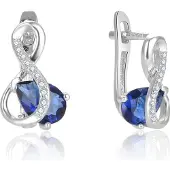 Beneto Dazzling silver earrings withue zircon AGUC2692-DB (L)