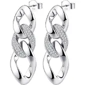 Rosato Long silver earrings with zircons Eva RZEV35